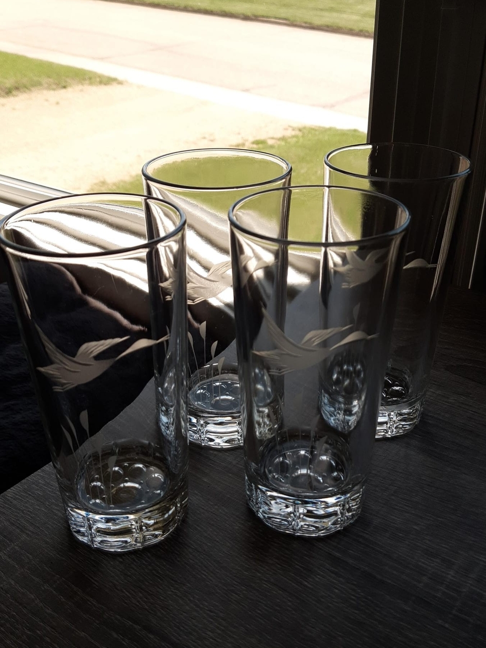 Etched Mallard Duck Glasses - Clear Glass with Frosted Etching